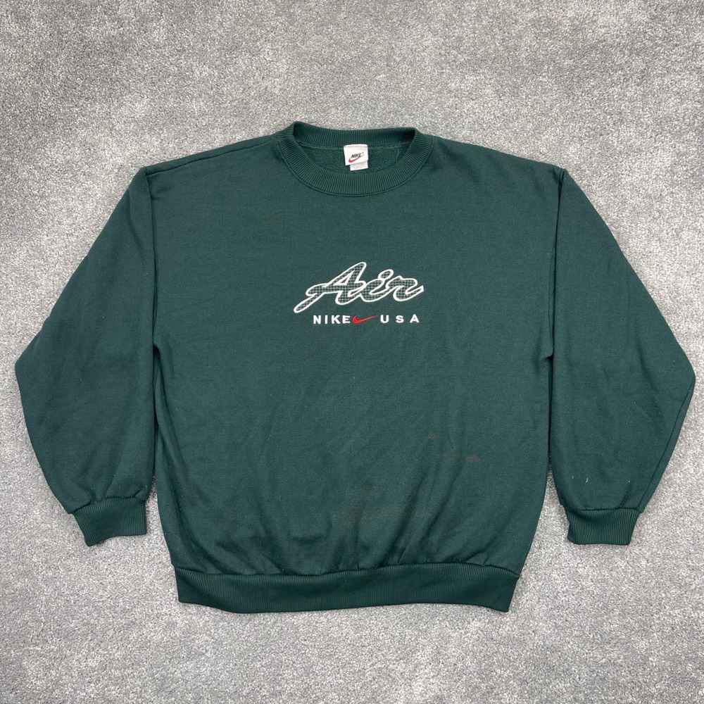 Vintage Nike Air USA Sweatshirt Mens Large Green Embroidered 90s Crewneck